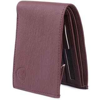                       Keviv Men Casual Maroon Artificial Leather Wallet - Mini (3 Card Slots)                                              