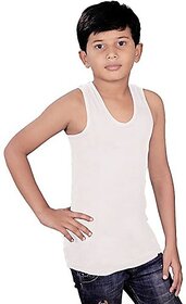 SUPERMOOD Vest For Boys Cotton (White, Pack of 5)