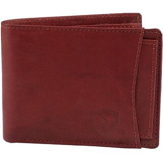                       Keviv Men Casual Maroon Genuine Leather Wallet - Mini (10 Card Slots)                                              