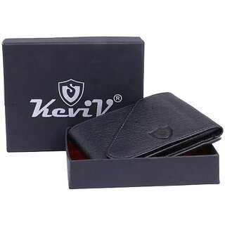                       Keviv Men Casual Black Artificial Leather Wallet - Mini (3 Card Slots)                                              