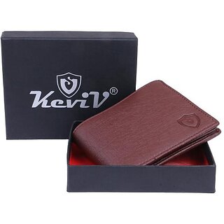                       Keviv Men Casual Maroon Artificial Leather Wallet - Mini (10 Card Slots)                                              