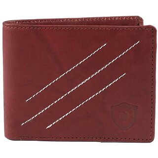                       Keviv Men Red Genuine Leather Wallet - Mini (10 Card Slots)                                              