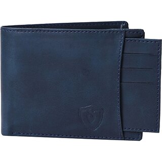                       Keviv Men Casual, Formal Blue Genuine Leather RFID  Wallet (9 Card Slots)                                              
