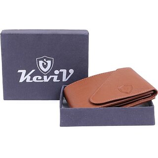                       Keviv Men Casual Tan Artificial Leather Wallet - Mini (8 Card Slots)                                              