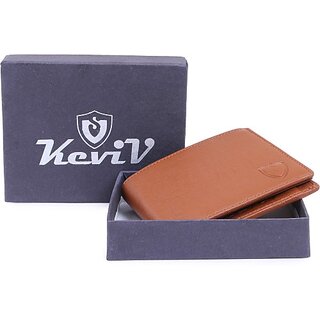                       Keviv Men Casual Tan Artificial Leather Wallet - Mini (8 Card Slots)                                              