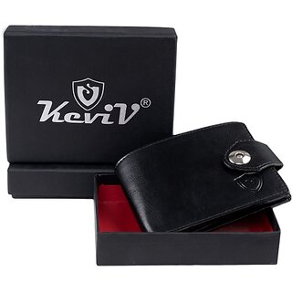                       Keviv Men Casual, Formal, Travel Black Genuine Leather Wallet - Mini (5 Card Slots)                                              