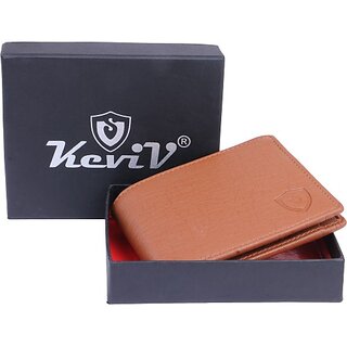                       Keviv Men Casual Tan Artificial Leather Wallet - Mini (5 Card Slots)                                              
