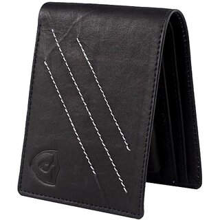                       Keviv Men Casual Black Genuine Leather Wallet - Mini (5 Card Slots)                                              