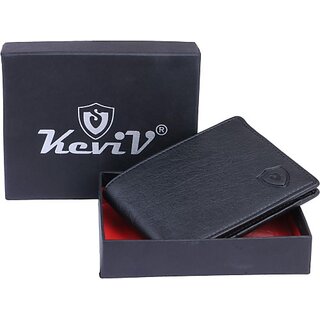                       Keviv Men Casual Black Artificial Leather Wallet - Mini (3 Card Slots)                                              
