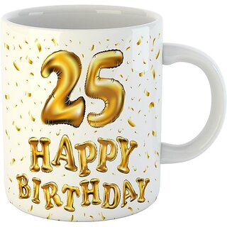                       Keviv Printed Happy 25th Birthday Cups, Best Gifts -D468 Ceramic Coffee Mug (325 ml)                                              