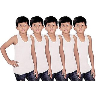 SUPERMOOD Vest For Boys Cotton (White, Pack of 5)