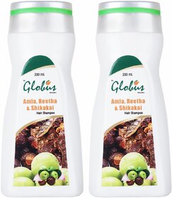 Globus Naturals Amla, Reetha  Shikakai Hair Shampoo (Pack of 2)