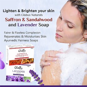 Globus Naturals Saffron Lavender Skin Lightening Brightening Soap Combo Pack