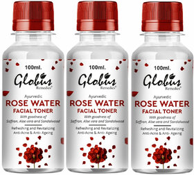 GLOBUS NATURALS Ayurvedic Rose Water Facial Toner with Goodness of Saffron, Aloevera & Sandalwood
