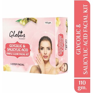                       Globus Naturals Pimple Clear Glycolic Acid & Salicylic Acid Facial Kit | For Acne                                              