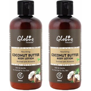                       Globus Naturals Nourishing Coconut Butter Body Lotion Enriched With Aloe Vera 300ml (Pack of 2)                                              