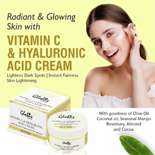                       Globus Naturals Hyaluronic  and Vitamin C skin Lightening Brightening Cream For Glowing Skin                                              