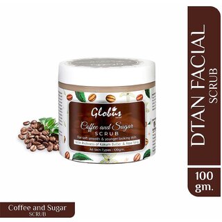                       Globus Naturals Detoxifying Coffee And Sugar Scrub For Soft Smooth  Younger Looking Skin, With Kokum Butter  Aloe Vera, Anti-Tan  Anti-Pollution, Paraben Free, Vegan Skincare                                              