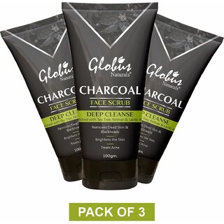                       Globus Naturals Charcoal Face Scrub For Exfoliation, Anti-Acne & Pimples, Blackhead Removal                                              