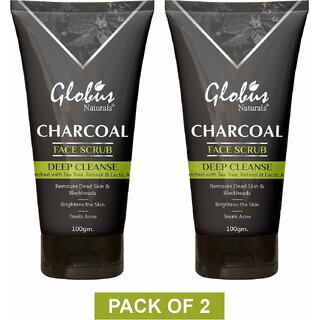 Globus Naturals Charcoal Face Scrub Enriched With Tea Tree, Retinol For Blackheads Globus Naturals Charcoal Face Scrub Enriched With Tea Tree, Retinol For Blackheads