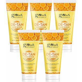 Globus Naturals De-Tan Face Scrub, Enriched With Lemon Rose, Suitable For All Skin Types, 100 Gm (Pack-5). Globus Naturals De-Tan Face Scrub, Enriched With Lemon Rose, Suitable For All Skin Types, 100 Gm (Pack-5).