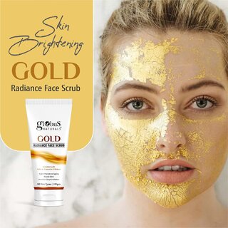                       Globus Naturals Gold Radiance Anti Ageing & Brightening Face Scrub Enriched With Saffron, Liquorice & Walnut, Fights Premature Ageing, Boosts Glow                                              