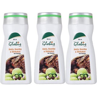                       Globus Remedies Amla Reetha Shikakai Shampoo - 200ml, Set of 3                                              