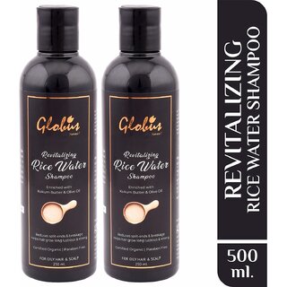                       Globus Naturals Revitalizing Rice Water Shampoo l |with Kokum Butter| Pack Of 2                                              