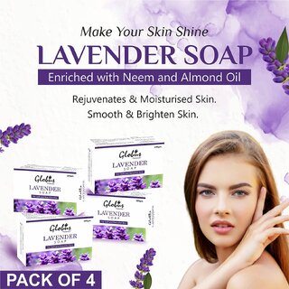                      Globus Naturals Lavender Soap For Soft And Beautiful Skin  (Pack Of 4)                                              