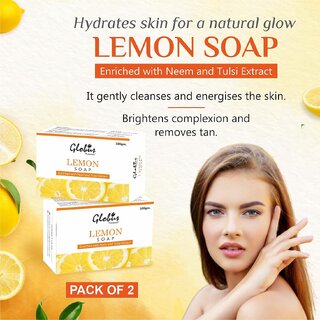 Globus Naturals Refreshing Lemon Vitamin C Soap For Skin Lightening Brightening (100 g), Set of 2 Globus Naturals Refreshing Lemon Vitamin C Soap For Skin Lightening Brightening (100 g), Set of 2