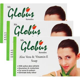                       Globus Naturals Aloe Vera Vitamine-E & Milk Cream Soap Pack Of 3                                              