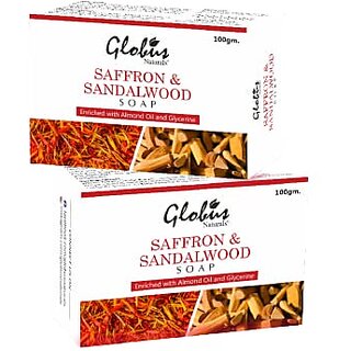                       Globus Naturals Saffron & Sandalwood Soap For Glowing Skin (100gm) (Pack of 2                                              