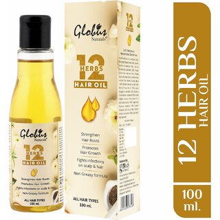                       GLOBUS NATURALS 12 Herbs Hair Growth Oil with Comb Applicator | Promotes Hair Growth                                              
