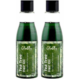 GLOBUS NATURALS Tea tree Hair Oil for Dandruff  Itchy Scalp Conditions, With 14 Ayurvedic Herbs