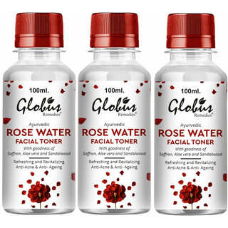 GLOBUS NATURALS Ayurvedic Rose Water Facial Toner with Goodness of Saffron, Aloevera & Sandalwood