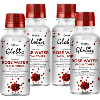                       GLOBUS NATURALS Ayurvedic Rose Water Facial Toner with Goodness of Saffron, Aloevera & Sandalwood                                              
