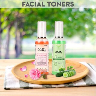 GLOBUS NATURALS Cucumber & Rose Water Facial Toner  Combo | 100 % Naturals | Paraben Free|  200 ml