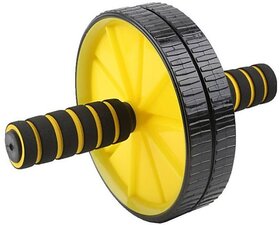 Aurapuro Double Wheel Ab Roller Gym For Exercise Fitness Equipment Workout Ab Exerciser  (Black, Yellow)