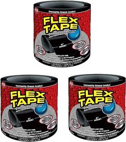R J Gupta Traders Waterproof Flex Tape,Seal Repair Tape, Super Strong Adhesive Sealant Tape To Stop Leakage Of Kitchen Sink/Toilet Tub, Leak Stop, Stop Leak Tape, Black 4&Quot; X 5 & 27; 152 Cm Floor Marking Tape (Black Pack Of 3) 152 Cm Floor Marking Tap