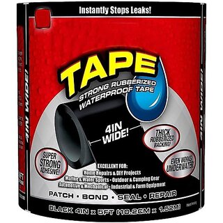 Avilisto Waterproof Flex Tape,Seal Repair Tape, Super Strong Adhesive Sealant Tape To Stop Leakage Of Kitchen Sink/Toilet Tub, Leak Stop 1.5 M Single Sided Tape (Black Pack Of 1)