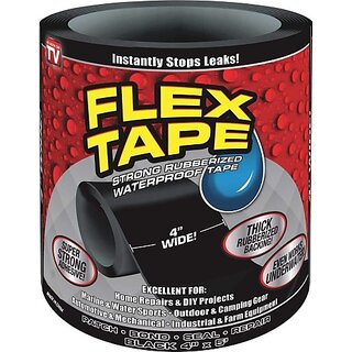                       Jrs Traders Rubberized Water Leakage Seal Tape Silicon Sealant Tape Waterproof Flex Tape For Seal Leakage Super Strong Adhesive Tape For Water Tank Sink Sealant For Gaps 152 Cm Floor Marking Tape (Black Pack Of 1)                                              