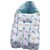 Aurapuro Cotton Baby Quilt/Sleeping Cum Carry Bag (Blue On White Baby Beding Baby Bedding  (Fabric, White  &  Blue)