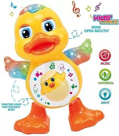 Aurapuro Dancing Duck With Music And 3D Flashing Lights For Babies, Toddlers, Girls And Boys | Perfect Birthday (Return) Gift For Your Baby ,Dancing Duck Toy,Led Lighting Duck Walking ,Musical Sound Toy For Toddlers And Babies, Musical Duck Toy (Multicolo
