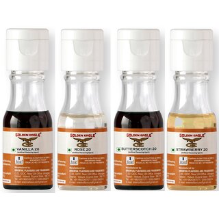 Golden Eagle Combo Of Essence Vanilla, Rose, Butterscotch, Strawberry Liquid Food Essence (80ml)