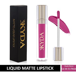                       KYDA Non-transfer Beauty matte liquid waterproof long lasting lipstick (8ml, La vie en rose, Purple)                                              