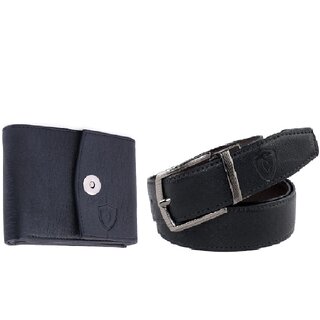                       Combo of Keviv Men Brown Genuine Leather Reversible Belt and Black Artificial Leather Wallet - Mini (8 Card Slots)                                              