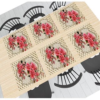                       M/S Revaxo Rectangular Pack Of 6 Table Placemat (Silver, Pvc)                                              