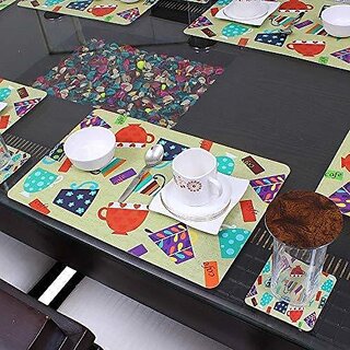                       Revexo Rectangular Pack Of 6 Table Placemat (Multicolor, Pvc)                                              
