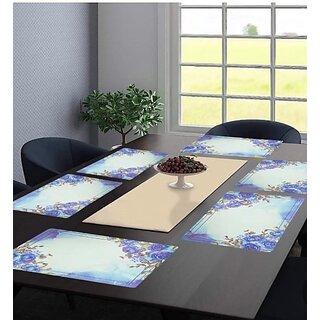                       Revexo Rectangular Pack Of 4 Table Placemat (Blue, Pvc)                                              