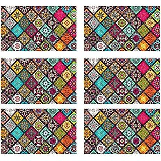                       M/S Revaxo Rectangular Pack Of 6 Table Placemat (Maroon, Pvc)                                              